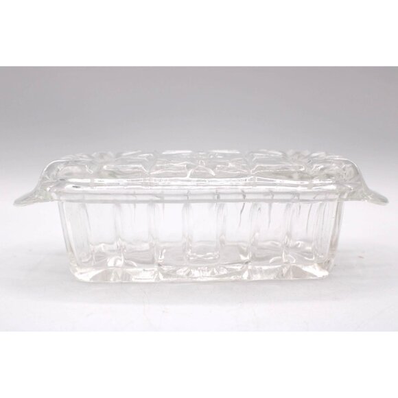 Vintage Anchor Hocking Glass Butter Dish EAPC Prescut Star of David Design 7" - Picture 11 of 11